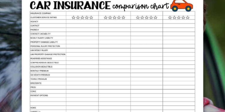 Car Insurance Comparison Chart